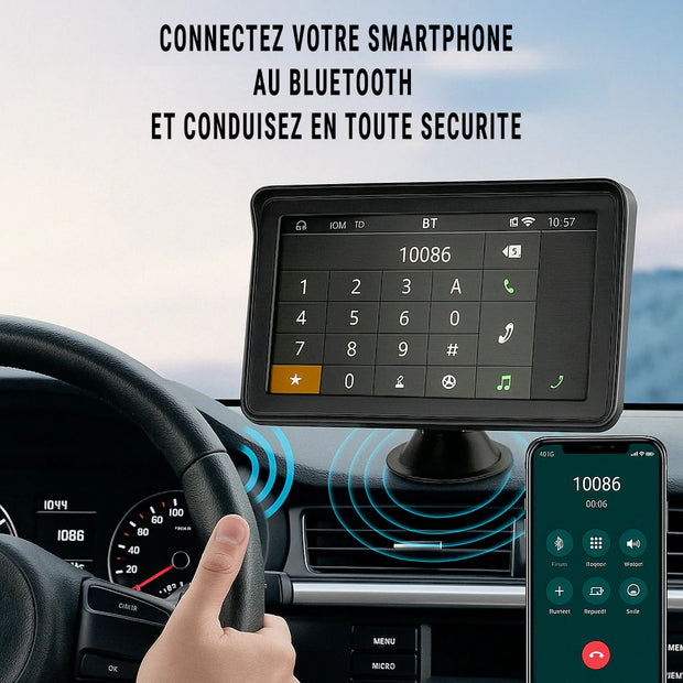 Écran CarPlay Sans Fil 7" avec Support Ventouse – Compatible Android Auto