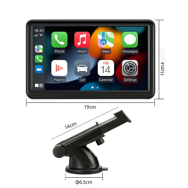 Écran CarPlay Sans Fil 7" avec Support Ventouse – Compatible Android Auto