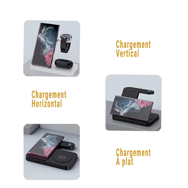 Station de Chargement Telephone 4 en 1 sans fil