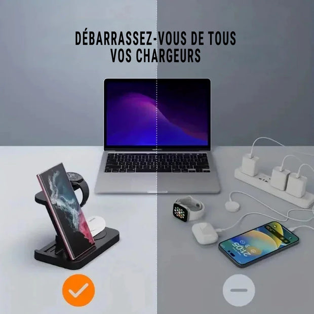 Station de Chargement Telephone 4 en 1 sans fil