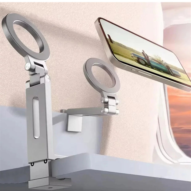 Support Téléphone Avion Pliable Universel – iPhone, Samsung, Pixel, MagSafe – Portable, Stable, Idéal Voyage & Bureau