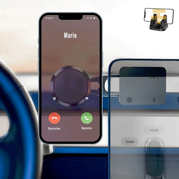 Support Téléphone Magnétique Fixation Écran Voiture – Collage 3M Ultra Stable, Rotation 360°

