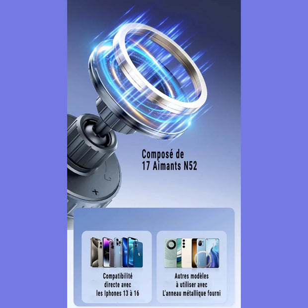 Support Téléphone Magnétique à Ventouse – Rotation 360° et Fixation Ultra-Forte