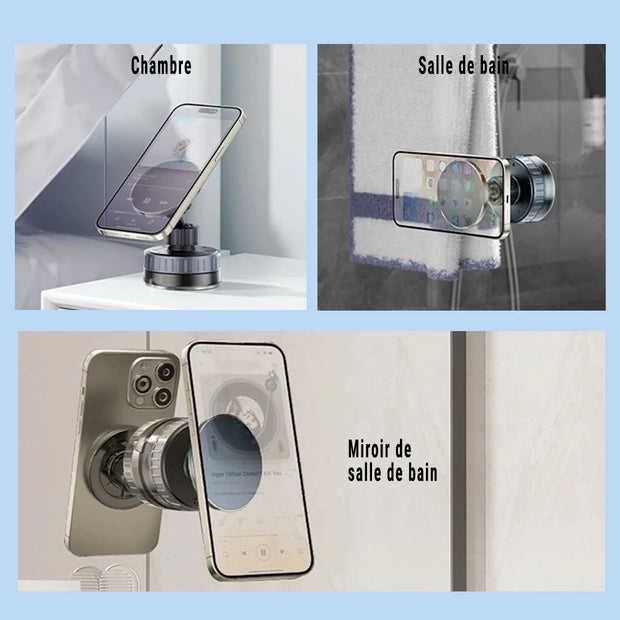 Support Téléphone Magnétique à Ventouse – Rotation 360° et Fixation Ultra-Forte
