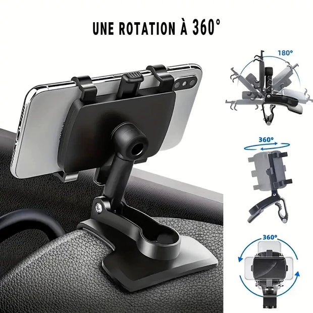 Support Téléphone Voiture 360° – Tableau de Bord – Universel & Compact (4-7")
