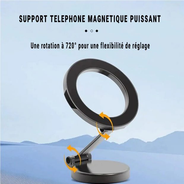 Support Téléphone Voiture Magnétique 360° – 6 Aimants Puissants – Compatible iPhone & Android