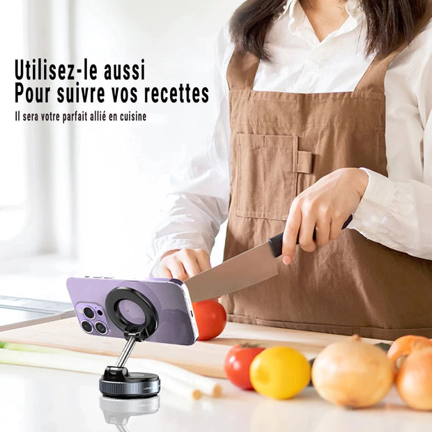 Support Téléphone Voiture Magnétique Premium – Ventouse Mécanique Haute Adhérence