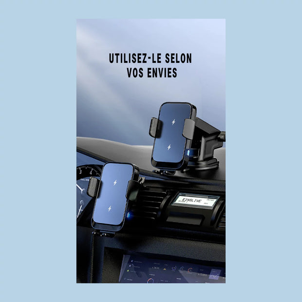 Support Telephone Voiture Pare Brise Chargeur sans fil