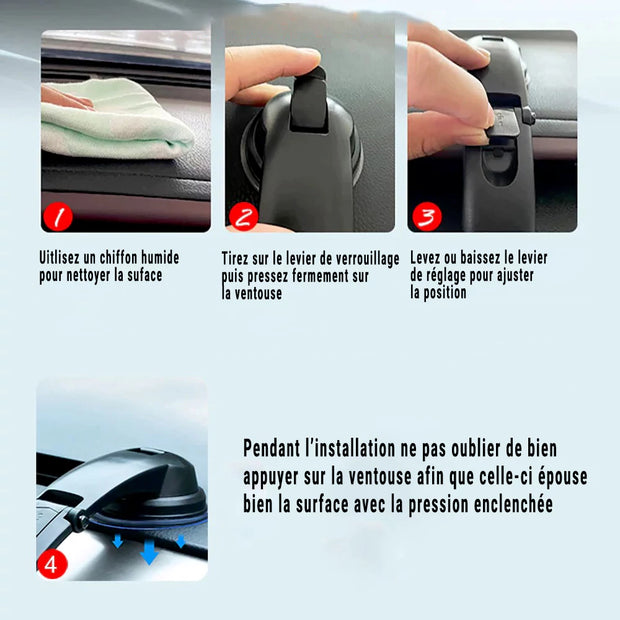 Support Téléphone Universel avec Ventouse Puissante – Rotation 360