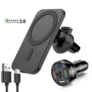 Support Téléphone Voiture Magnétique avec Chargeur Sans Fil 15W – Fixation Grille d’Aération, Rotation 360° – Compatible iPhone 12 à 15 Pro Max