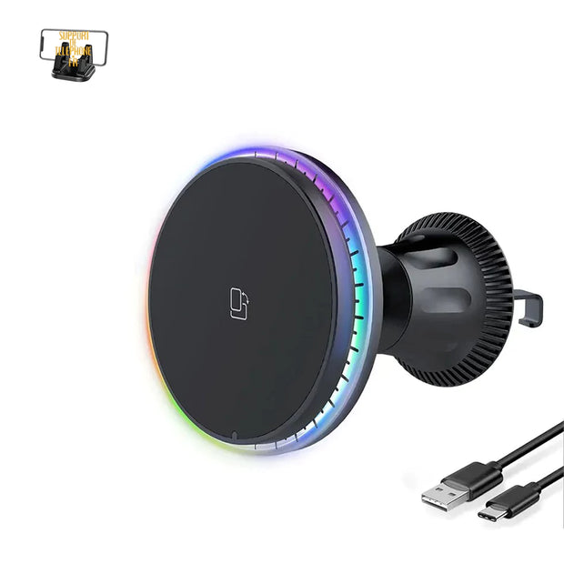 Support de téléphone avec chargeur magnétique sans fil pour voiture – Fixation grille d’aération