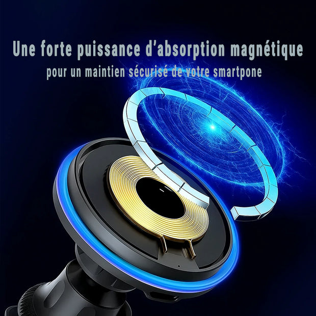 Support de téléphone avec chargeur magnétique sans fil pour voiture – Fixation grille d’aération