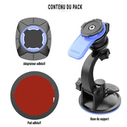 Support Téléphone Voiture à Ventouse – Fixation Rapide Quart de Tour, Rotation 360° et Bras Inclinable