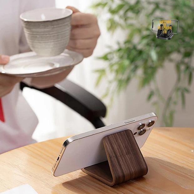 Support de téléphone en bois massif – Présentoir de cartes de visite & décoration bureau