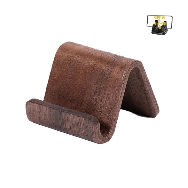 Support de téléphone en bois massif – Présentoir de cartes de visite & décoration bureau