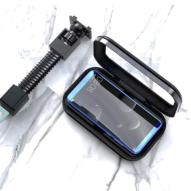 Support Téléphone Étanche Scooter – Fixation Rétroviseur – 3 Tailles – Zones Pluvieuses