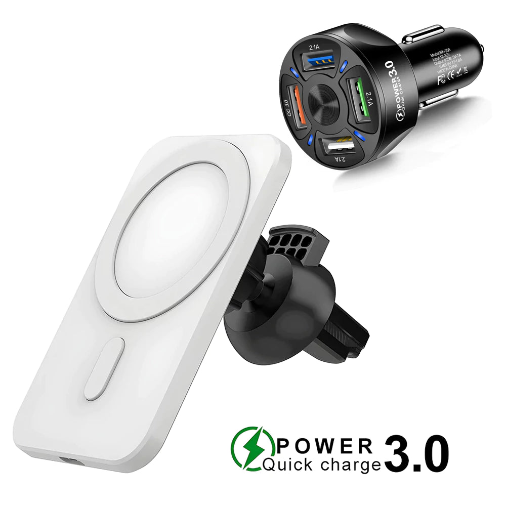 Support Voiture Chargeur Sans Fil Automatique - Double Bobine, Rotation 360° - Pour Prise D'air
