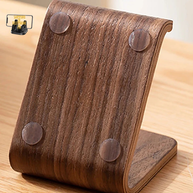 Support de téléphone en bois massif – Présentoir de cartes de visite & décoration bureau