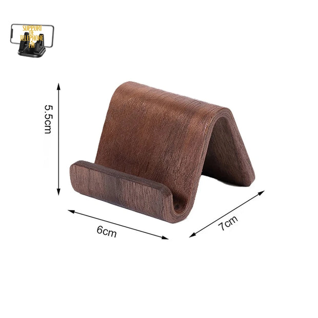 Support de téléphone en bois massif – Présentoir de cartes de visite & décoration bureau