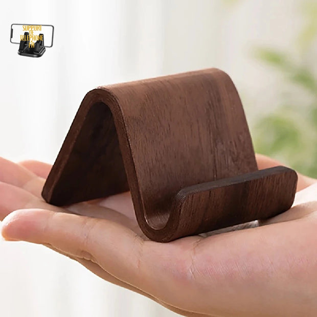 Support de téléphone en bois massif – Présentoir de cartes de visite & décoration bureau