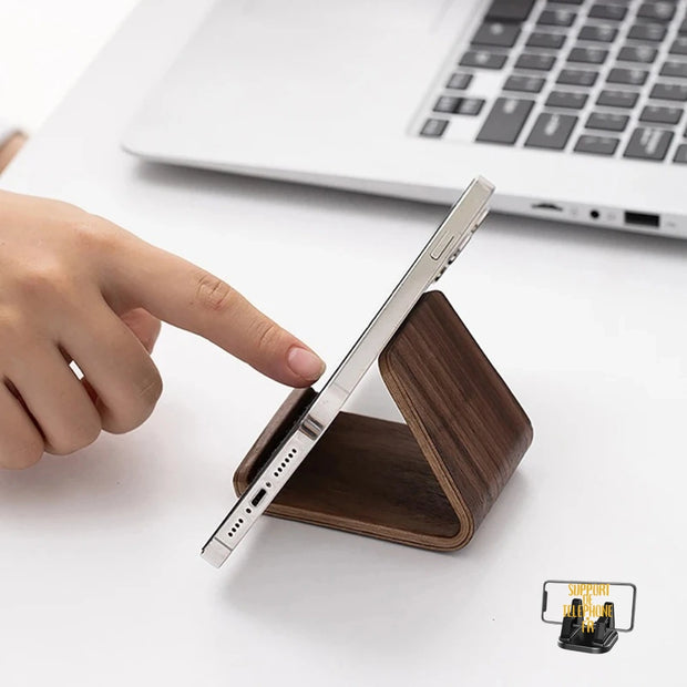 Support de téléphone en bois massif – Présentoir de cartes de visite & décoration bureau
