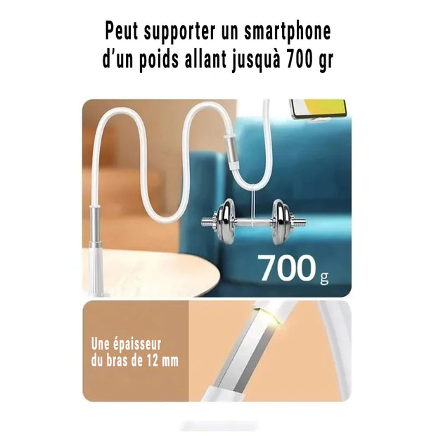 Support Téléphone Flexible 360° – Fixation Lit & Bureau Universelle