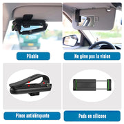 Support Téléphone Voiture Pare-Soleil 360° – Universel, Rotation Multi-Angles, Compatible iPhone & Android