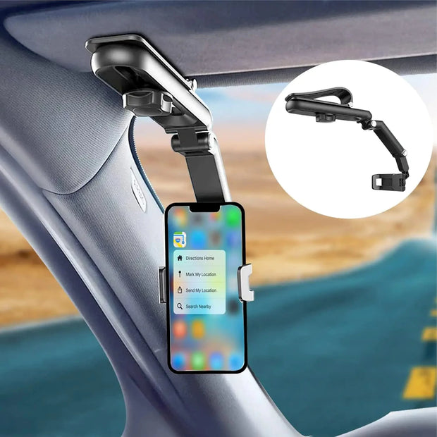 Support Téléphone Voiture Pare-Soleil 360° – Universel, Rotation Multi-Angles, Compatible iPhone & Android