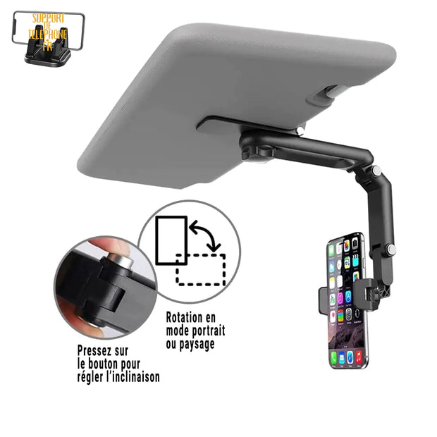 Support Téléphone Voiture Pare-Soleil 360° – Universel, Rotation Multi-Angles, Compatible iPhone & Android