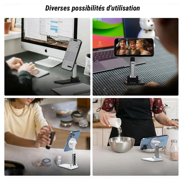 Support de téléphone magnétique pliable et réglable