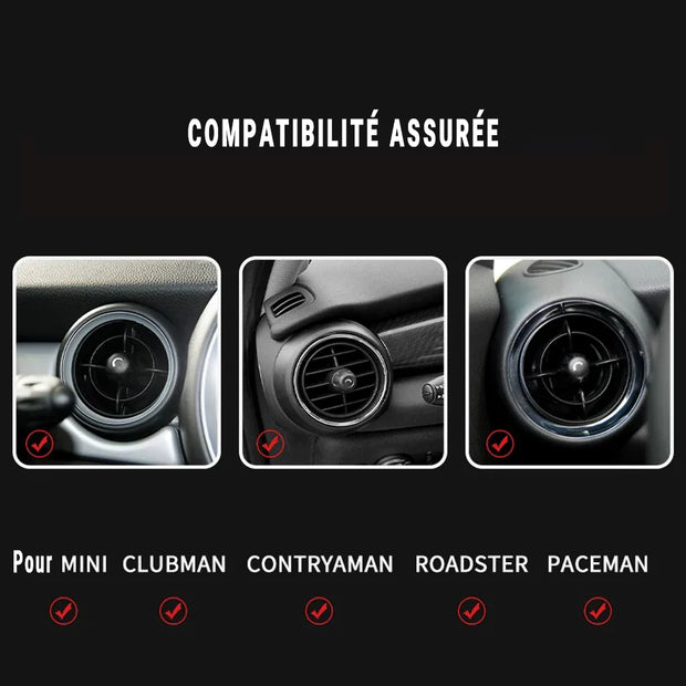 Support Téléphone Voiture Mini Cooper – Compatible Grille de Ventilation & Tableau de Bord