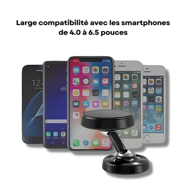 Support Telephone Voiture Aimant Double Rotation