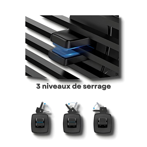 Support Telephone Voiture Grille Aeration avec Bras de serrage