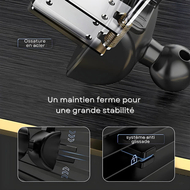 Support Telephone Voiture Grille Aeration avec Bras de serrage