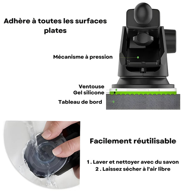Support Telephone Voiture Ventouse Magnétique
