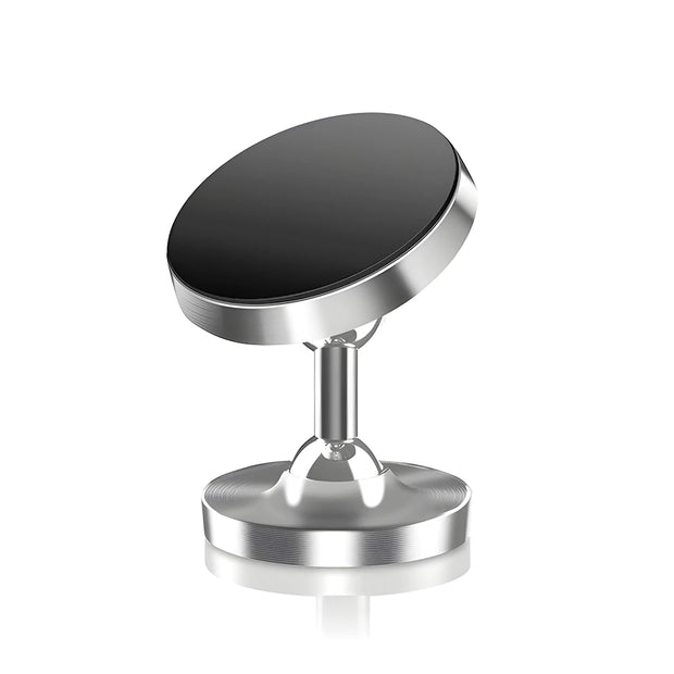 Support Telephone Voiture Aimant Double Rotation Argent