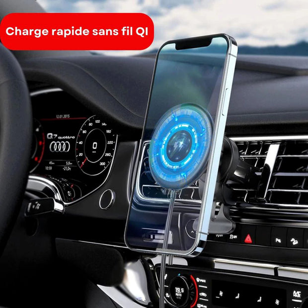 Support Telephone Voiture Grille Aeration Chargeur sans fil