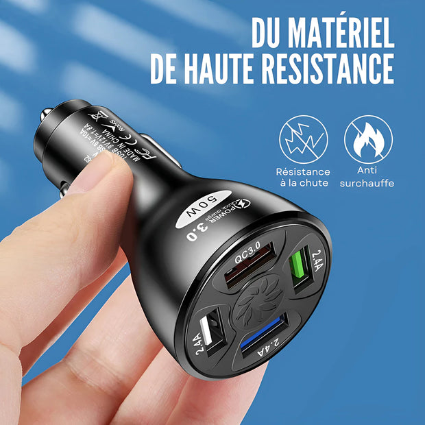 Prise Allume Cigare USB 50 W 4 Ports