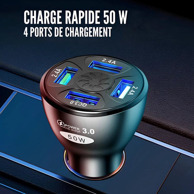 Prise Allume Cigare USB 50 W 4 Ports