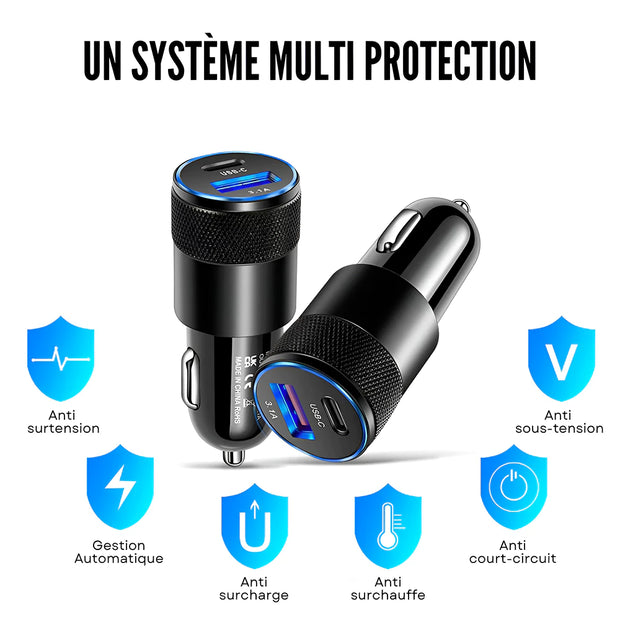 prise allume cigare USB 66 W 2 Ports