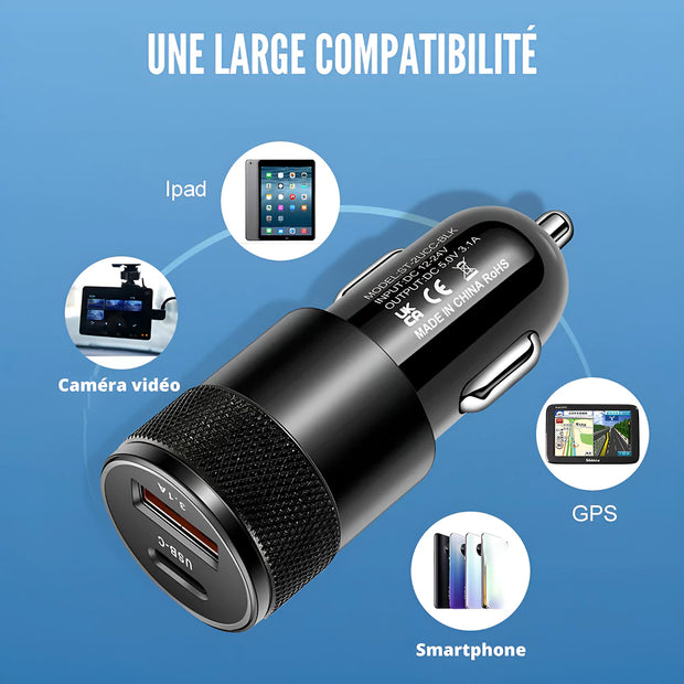 prise allume cigare USB 66 W 2 Ports