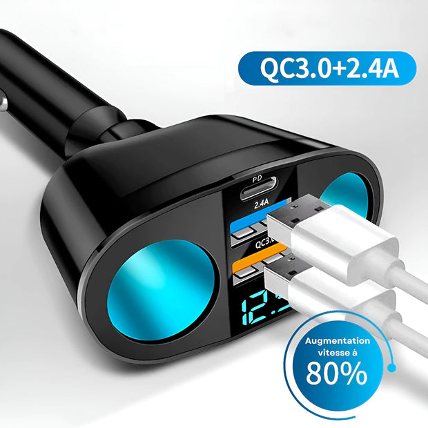 Prise allume cigare USB 120 W 3 Ports