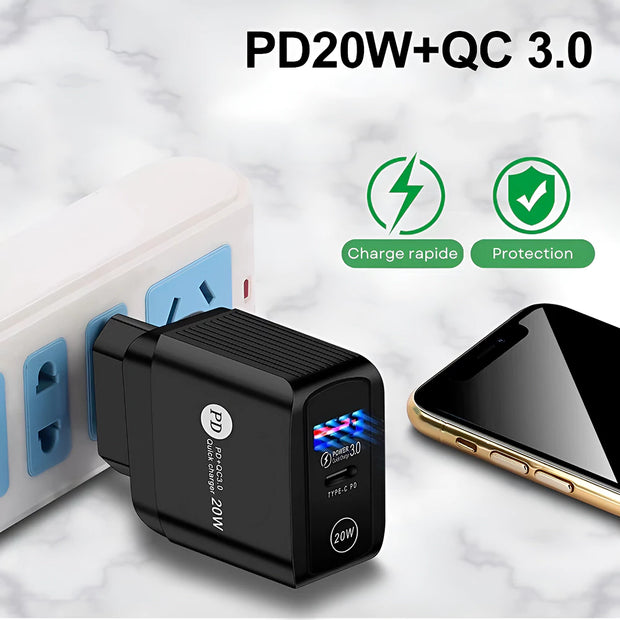 Adaptateur Secteur USB C 20 W Noir