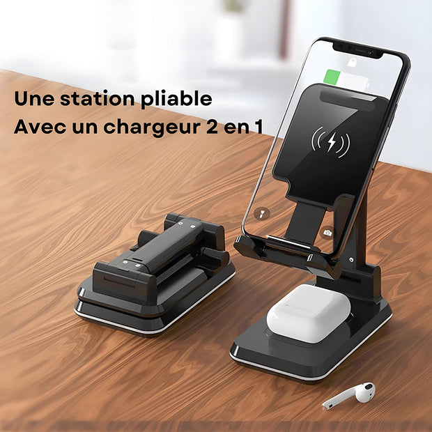 Station de Chargement Telephone 2 en 1 sans fil