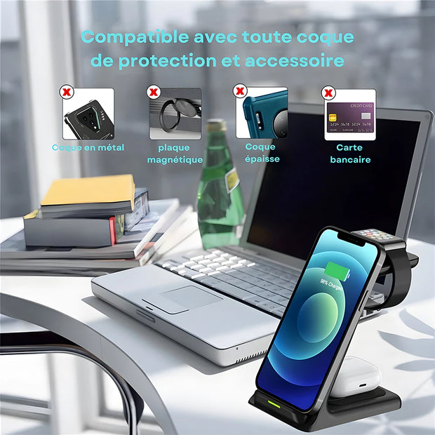 Station de Chargement Telephone Ultra rapide Sans Fil