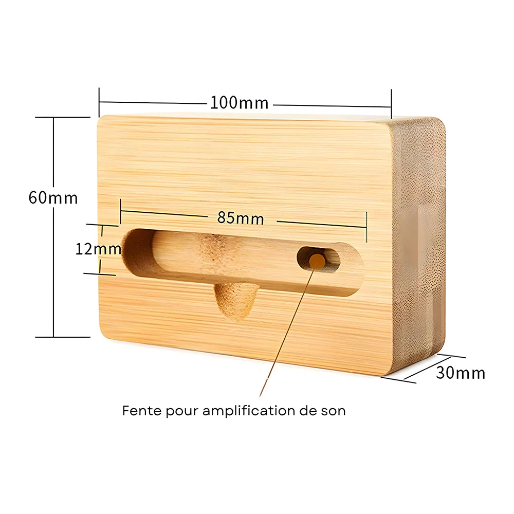 Lot De 3 Supports Amplificateurs Son En Bois Pour Smartphone - Amplification Physique, Design Bambou, Noir