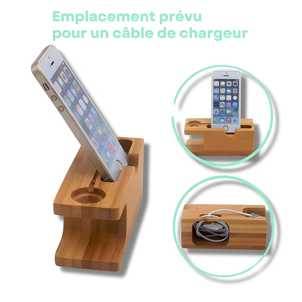 Support Telephone en Bois Multifonction