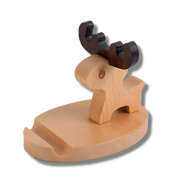 Support Telephone en Bois Style Animal Cerf