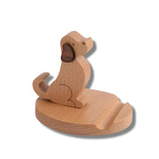 Support Telephone en Bois Style Animal Chien Assis