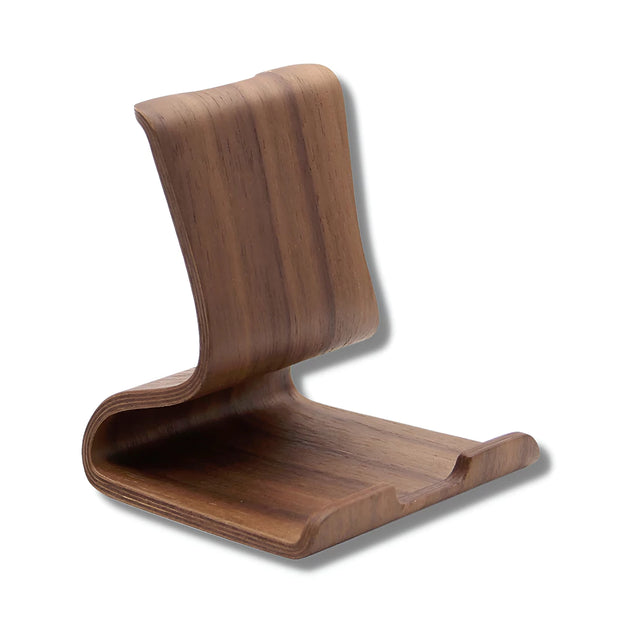Support Telephone en Bois incurvé noyer